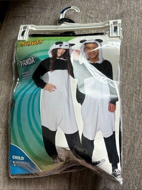 Spirit Panda Kids Hooded One-Piece Costume - Black and White